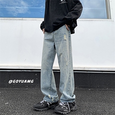 复古直筒牛仔裤，男装牛仔裤，电商A410