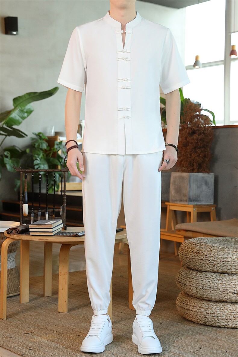 风短袖套装休闲宽松夏季男装复古潮流男士汉服唐装ZT2302-P78,男装T恤,星座1105-3
