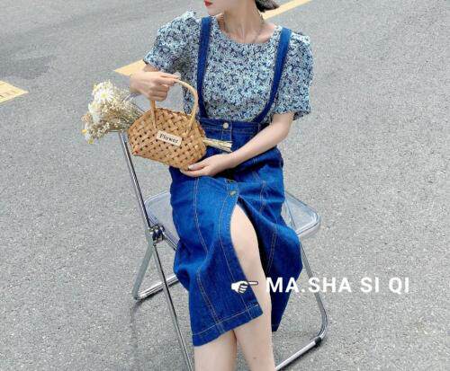 假两件花色牛仔裙，女装，玛纱思琪