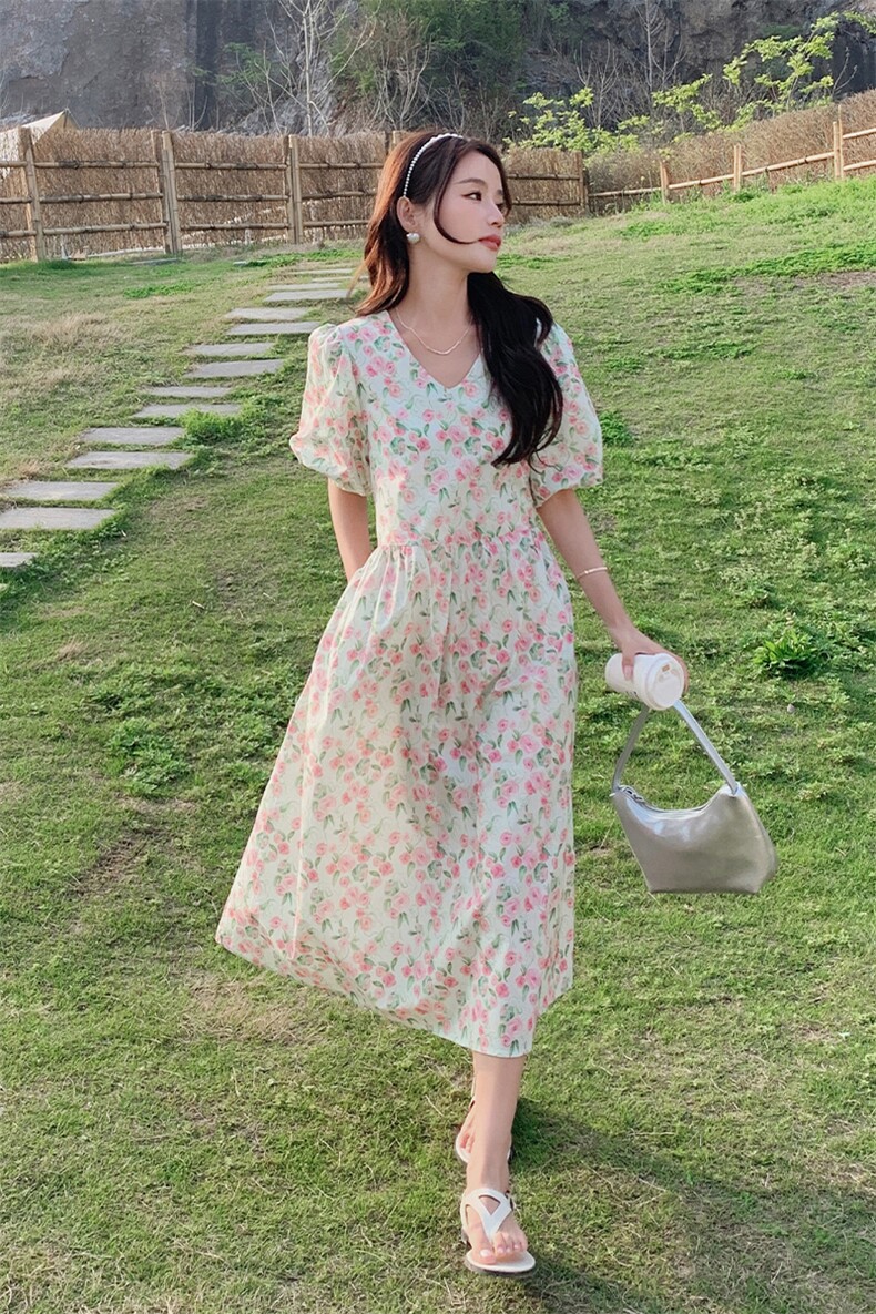 现货，新品法式碎花连衣裙B081-3091-P105-K158,女装连衣裙,浙宝276（原081）