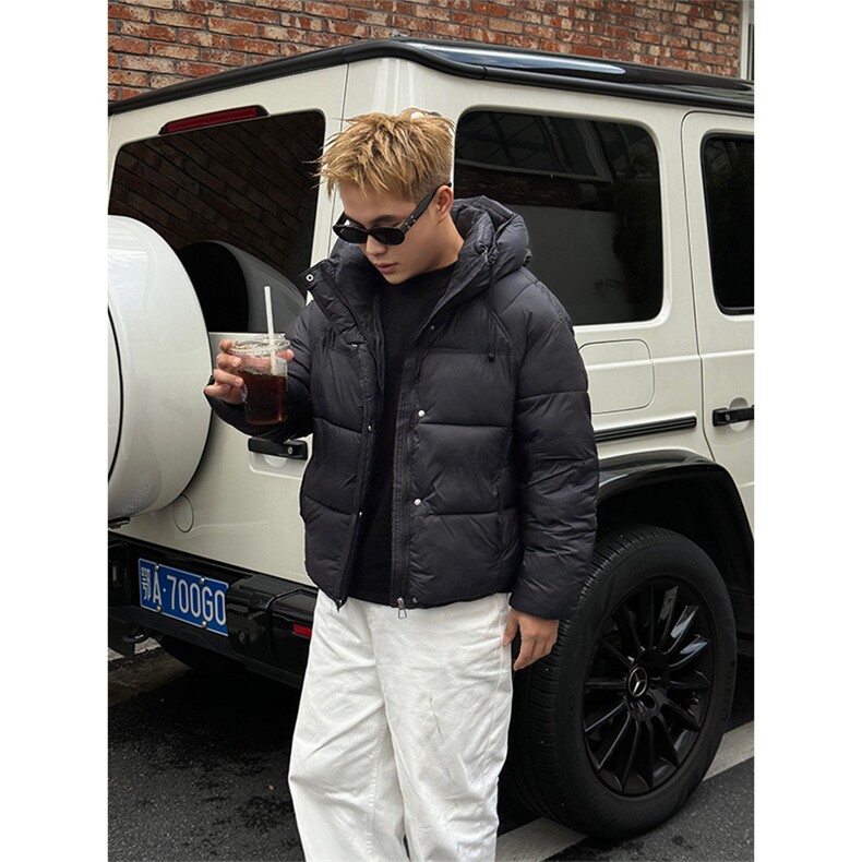 B16/P128控168冬季新款黑色潮酷连帽工装风加厚棉服外套男黑首1,男装棉衣,星座305B