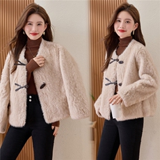 2025秋冬季新款小香风皮毛一体短款毛毛外套女年轻款貂绒皮草，女装皮草，涵誉