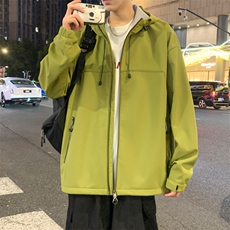 秋季新款港风夜景加厚连帽冲锋衣宽松大码夹克男A157B-J223-P90，男装夹克，电商A157B