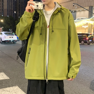 秋季新款港风夜景加厚连帽冲锋衣宽松大码夹克男A157B-J223-P90图片