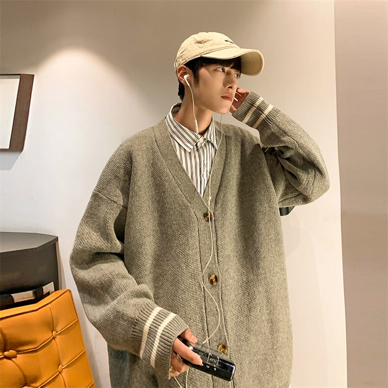 2023秋冬季新款学院风韩版宽松针织衫V领开衫毛衣外套M801-P56，男装针织衫/毛衣，星座512-2