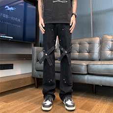 XZ221-5/K1503/P552025秋美式高街工装绑带微喇牛仔裤，男装牛仔裤，星座221-5