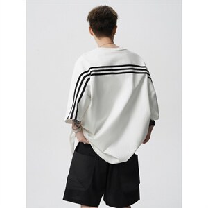 复古撞色拼接短袖美式T恤大码短袖休闲上衣XZ1016-1 T350 P38 K69，男装T恤，星座1016-1（原电商B408-1）