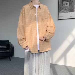 衬衫男秋季新款港风宽松格子长袖衬衫CS802-特P28图片