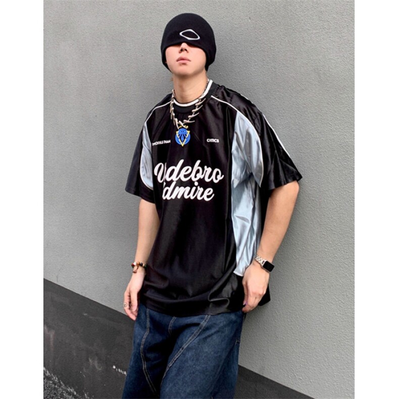 夏季拼接撞色字母印花短袖T恤男运动球衣机车骑行服上衣T203,男装T恤,星座1116A（原606A-3）