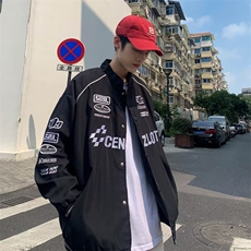 男秋季机车风毛呢刺绣棒球服夹克W164P65，男装夹克，星座1116-2