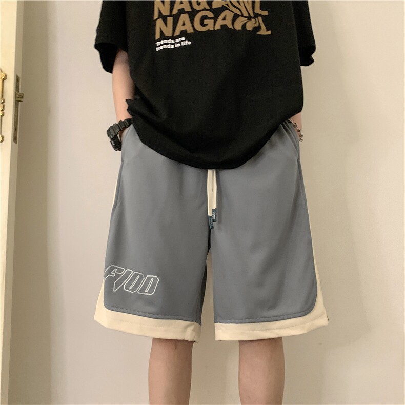 2025夏季新款拼接字母绣花短裤宽松M~5XLXZ604-DK802-P45控58,男装牛仔裤,星座604