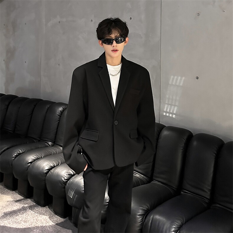 现货单粒扣呢料基础款百搭休闲小西装外套男A071-4016-P98，男装西服套装，电商A071