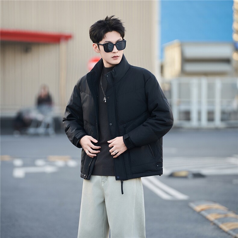 标50绒男士立领短款皮羽绒服保暖外套5856-P235(控券后318)，男装羽绒服，电商B328