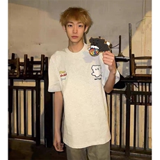 万针全刺绣工艺抖音得物高品质260克重磅纯棉双纱美式高街短袖T恤，男装T恤，电商A486