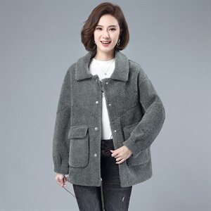 小个子毛呢外套女短款2021春秋新款颗粒绒韩版加厚呢子大衣妈妈装,矮个子女生夏天穿搭博主推荐图片