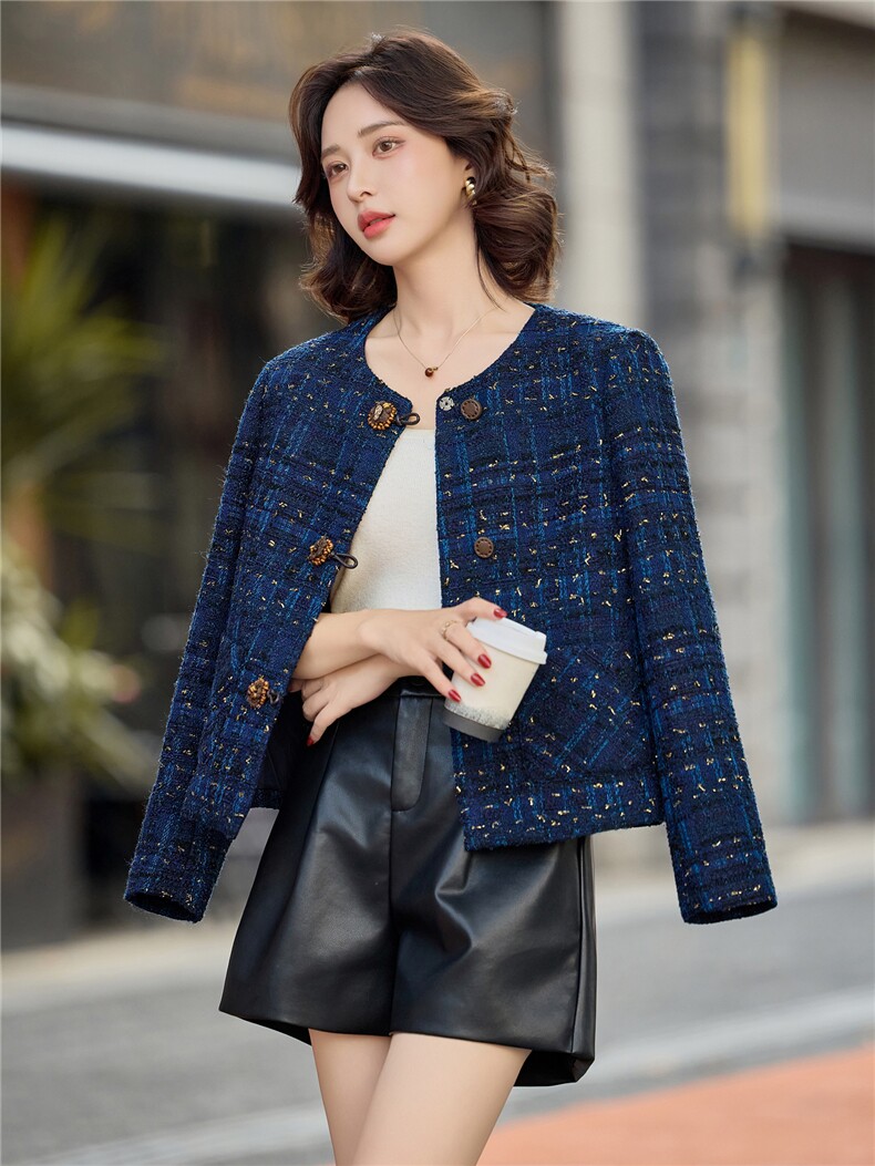 2025年冬季新款粗花呢亮丝小香风外套,女装短外套,依路服饰