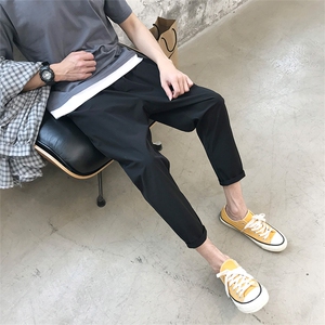 秋季新款休闲裤男宽松直筒裤大码纯色小脚哈伦裤图片