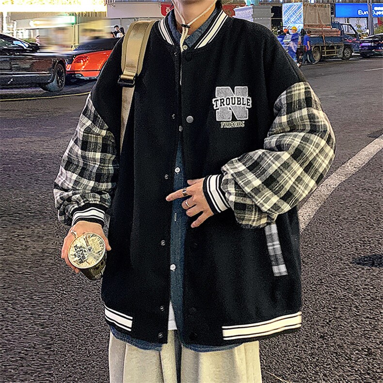 JK809P65港风拼接棒球服百搭休闲宽松夹克外套男,男装夹克,星座1204-3