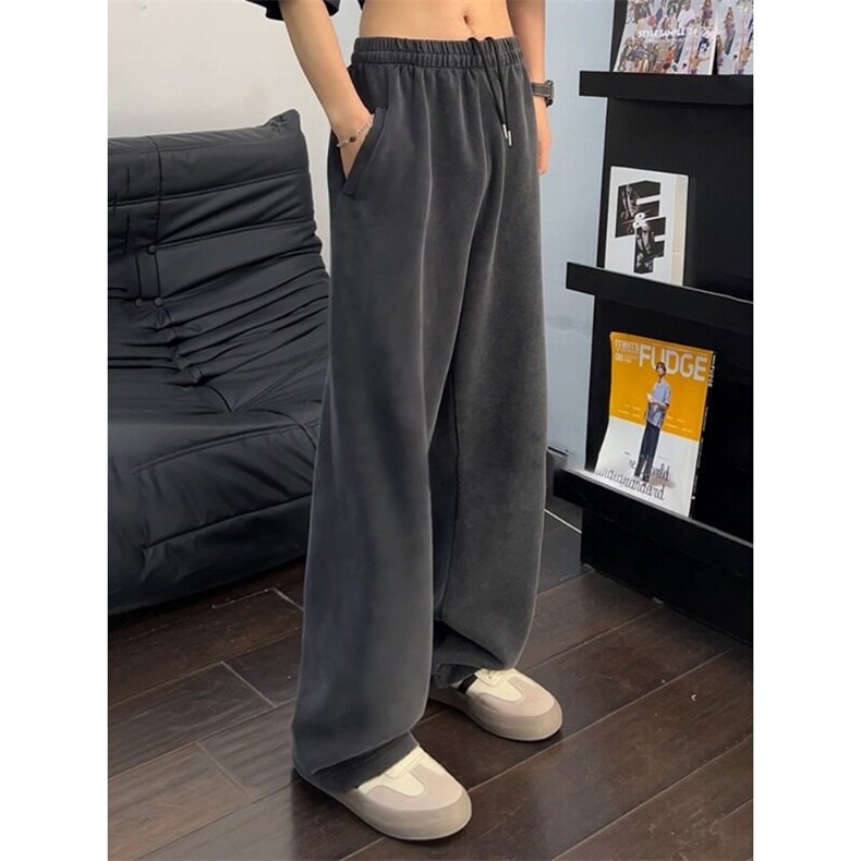 水洗做旧休闲慵懒风套装男款秋冬痞帅高级感卫衣卫裤运动阔腿长裤，男装棉裤，星座1005-4