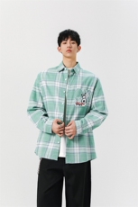 8XL-M小狗格子衬衫男长袖2025春情侣款寸衣宽松衬衣CS519P58控78，男装衬衫，电商D206-1
