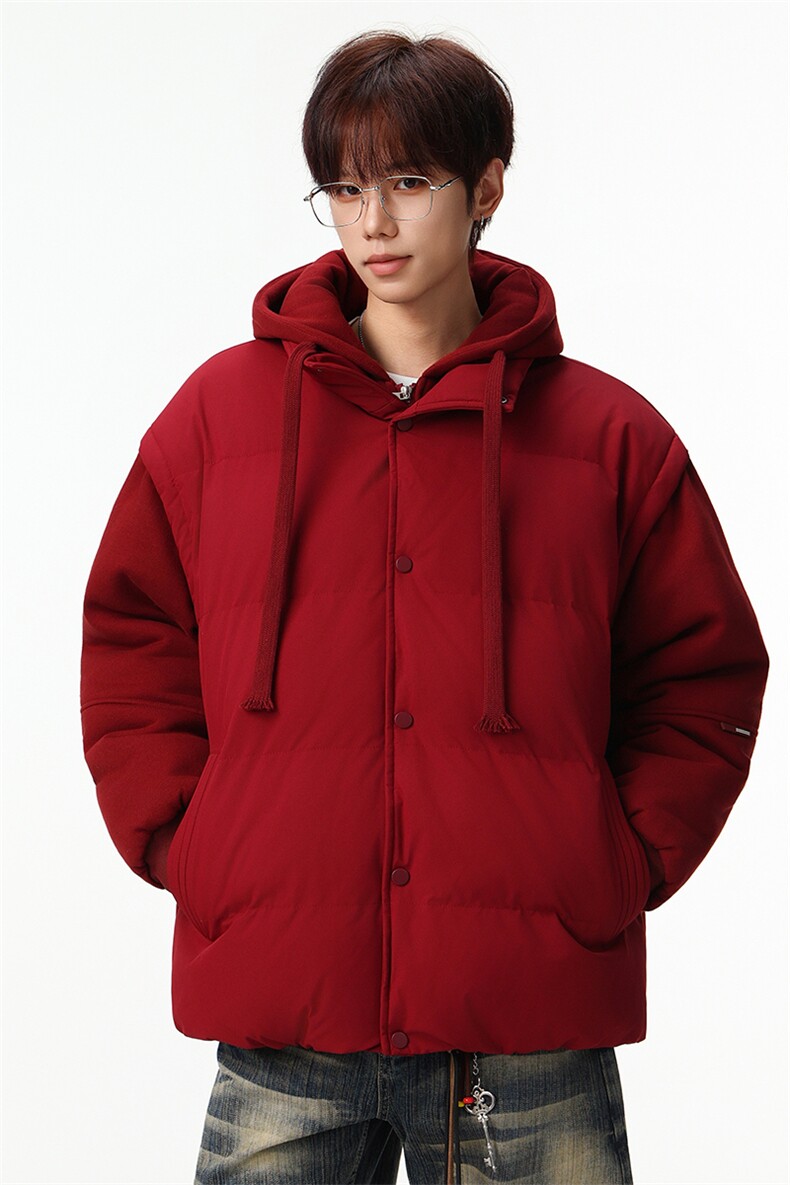 新款冬季羽绒棉服棉袄连帽假两件韩版宽松外套A436-2511-P85,男装棉衣,电商A436