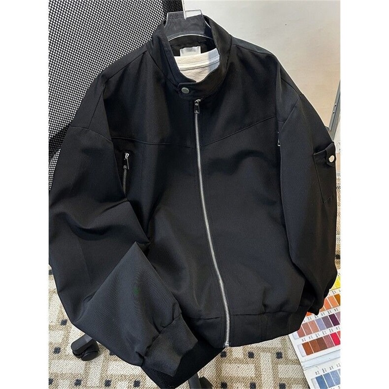 745-P542025新款美式高街立领工装飞行员夹克男潮牌拉链设计感,男装T恤,电商B323A