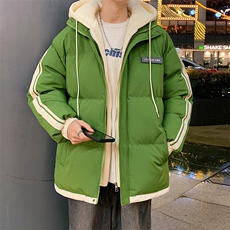 港风夜景潮牌新款织带连帽棉服潮流保暖棉衣M082-P100控139，男装棉衣，星座717