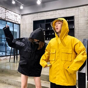 709-JK32-P95 20秋款 港风大口袋工装外套情侣宽松休闲连帽夹克图片