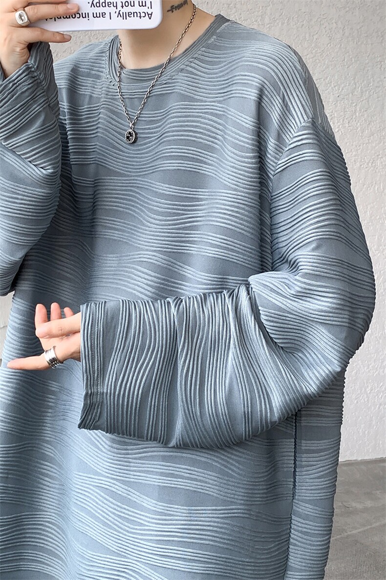 8XL-M肌理感长袖T恤男宽松重磅上衣痞帅高级感内搭打底衫P45控68,男装T恤,电商D206-1