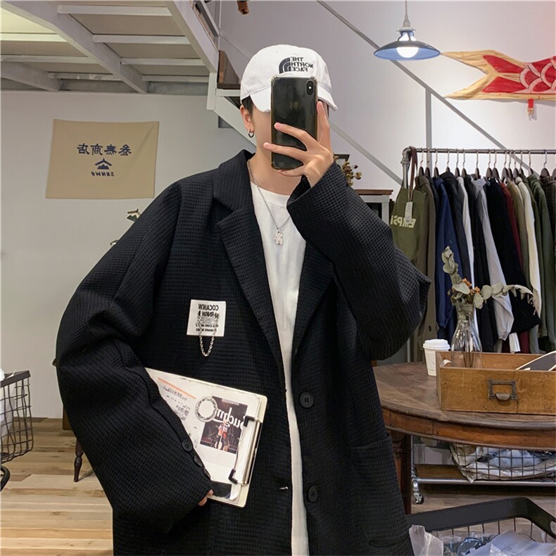 潮牌高级感春季华夫格西装男搭配帅气轻熟风休闲西服W2921-P55,男装西服,星座512-2
