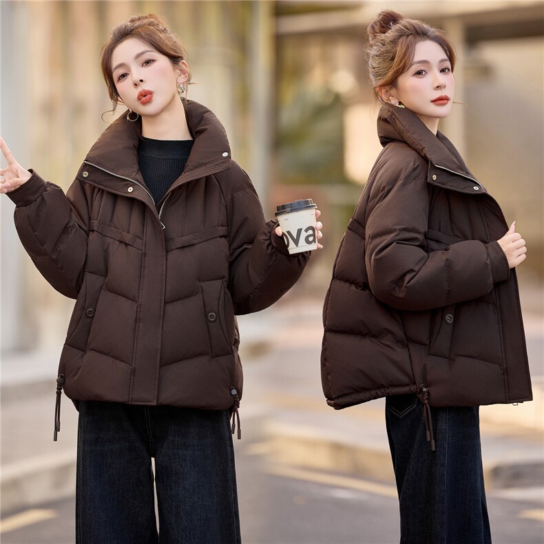 常规立领白鸭绒羽绒服女2025冬季新款休闲宽松百搭加厚保暖，女装羽绒服，余墨