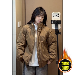 现货美式高街休闲棉衣夹克三防立领纯色户外工装加厚棉服外套图片