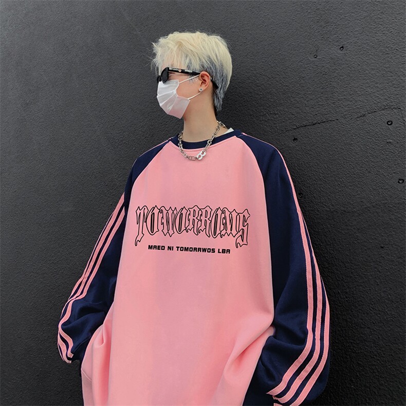 抖音得物供货提供视频秋冬重磅美式宽松织带圆领卫衣0740，男装卫衣，电商A486