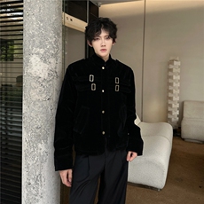 JK8576-P77秋季美式复古cleanfit拼接设计仿麂皮高级感夹克，男装夹克，电商B323A