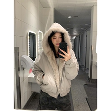 现货高品质美式高街冬季重磅硬挺短款座山雕毛领棉衣男女加厚外套，男装棉衣，电商A486