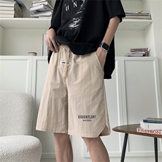 高品质夏款男冰丝褶皱短裤字母印花侧边分叉宽松短裤D108P30，男装牛仔裤，星座1013-1