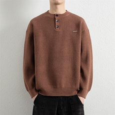 25621-特P60秋季时尚圆领毛衣套头衫男士针织衫宽松纯色打底衫，男装针织衫/毛衣，电商D310B
