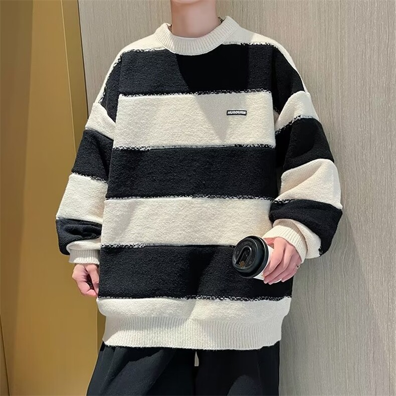 美式圆领毛衣男慵懒风休闲针织衫 X7319 P46图片