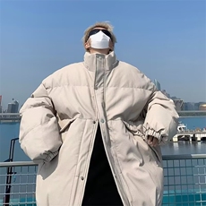 PU皮冬季立领棉衣外套男休闲潮牌加厚港风棉服1001-1-W163-P95，男装棉衣，星座1001-1