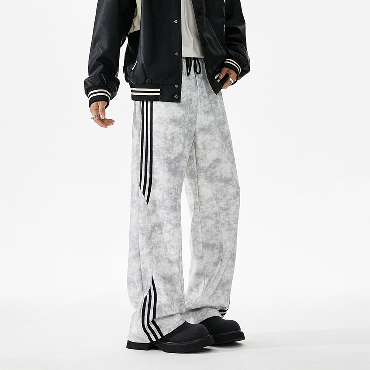 抖音品质春季新款扎染条纹宽松休闲脏脏裤B315-K109-特p40控78,男装休闲裤,电商B315