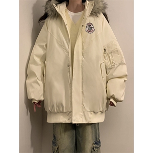 冬季宽松/连帽大毛领休闲外套潮加厚棉衣XZ102B-1M2592-P125图片