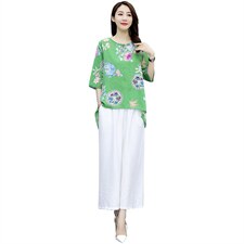 2021夏季新款时尚气质圆领简约优雅休闲舒适显瘦两件套，女装套装/套裙，香香