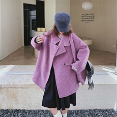 【现货】紫色双面呢配包包2C137-8258-P285-K418，女装毛呢外套，2C137