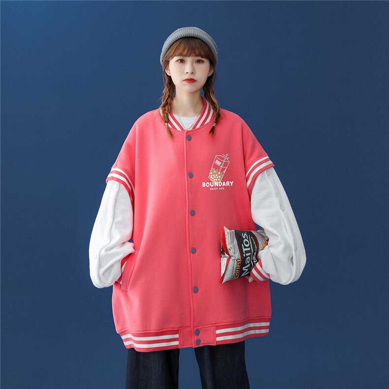 中性风2023秋季新款港风设计感印花情侣棒球服外套G552p75控98,男装夹克,A247A