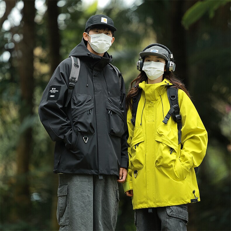 户外工装风口袋冲锋衣外套风衣男女连帽百搭休闲夹克2353-P70,男装夹克,星座1403A