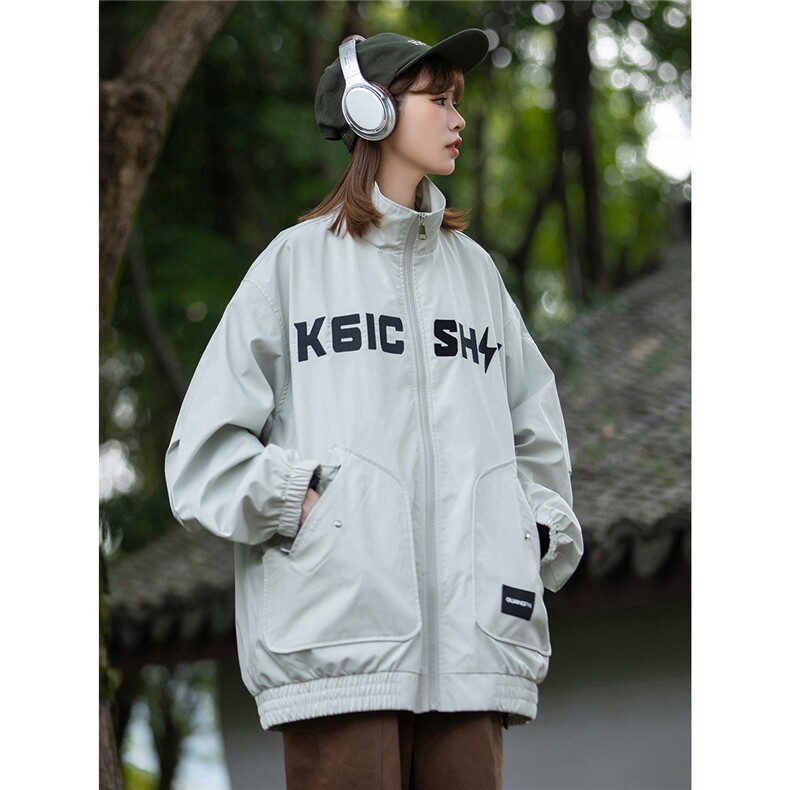 中性2025秋装新防水刺绣夹克男女港风秋季宽松拉链衫外套S249-P98，男装夹克，电商A233-1