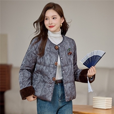 现货2025年冬季时尚新中式提花石墨烯绒棉棉衣，女装棉衣/棉服，依恋蒂丝