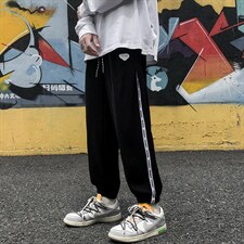 2024秋冬新款港风撞色条纹宽松束脚休闲运动裤K229-P45，男装休闲裤，星座914-3
