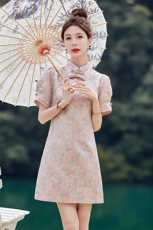 新中式改良旗袍连衣裙女夏季小个子风2025新款气质显瘦日常可穿，女装连衣裙，韩蜜菓