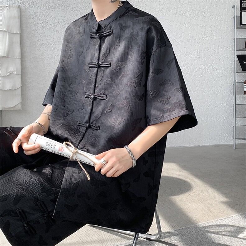 现货TZ2410-P60特M-5XL新中式风套装控98,男装休闲套装,电商D232